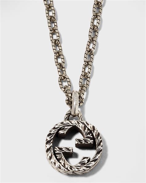 gucci necklace interlocking g|gucci interlocking g silver pendant.